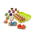This set contains 12 colored eggs that split in two, revealing a unique color and shape. With an easy-to-hold, smooth shape perfectly sized for little kids, these adorable eggs are sure to hook your tot's attention as they try to take 'em apart and put 'em back together! 10 months +